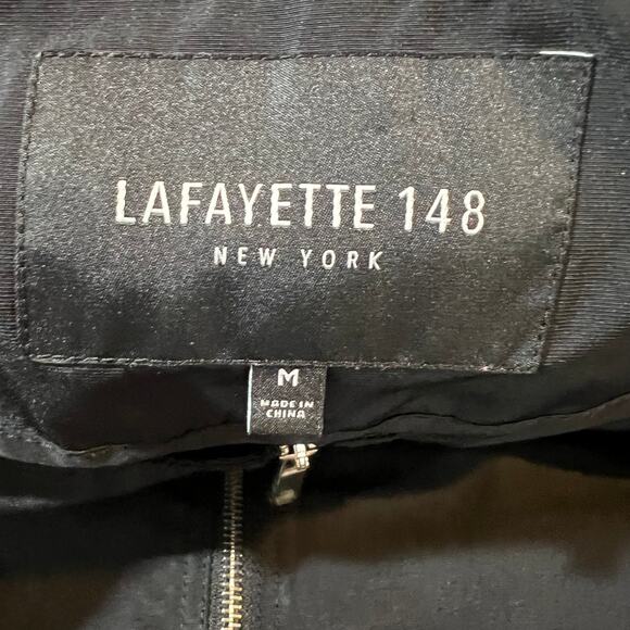 Lafayette 148 New York Johnsie Empirical Tech Cloth Zip Up Jacket Black Sz M - Picture 8 of 9